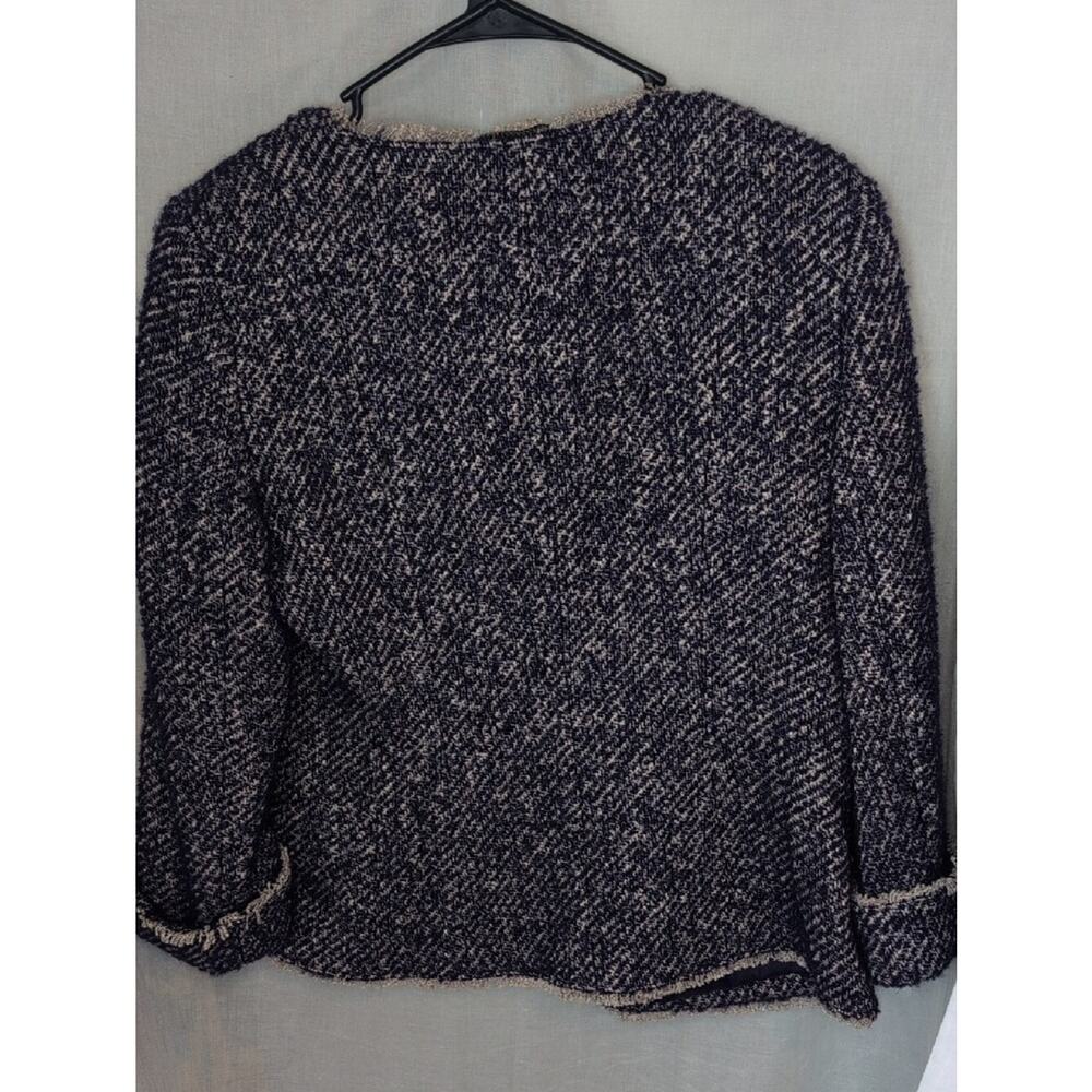 Purple and Cream Tweed Collarless Jacket - Picture 7 of 8